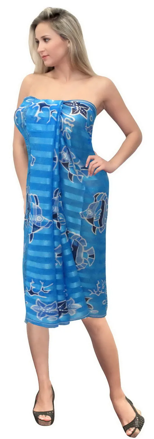 LA LEELA Women's Sarong Bikini Cover-Ups Summer Beach Wrap 72"x42" Blue_T644