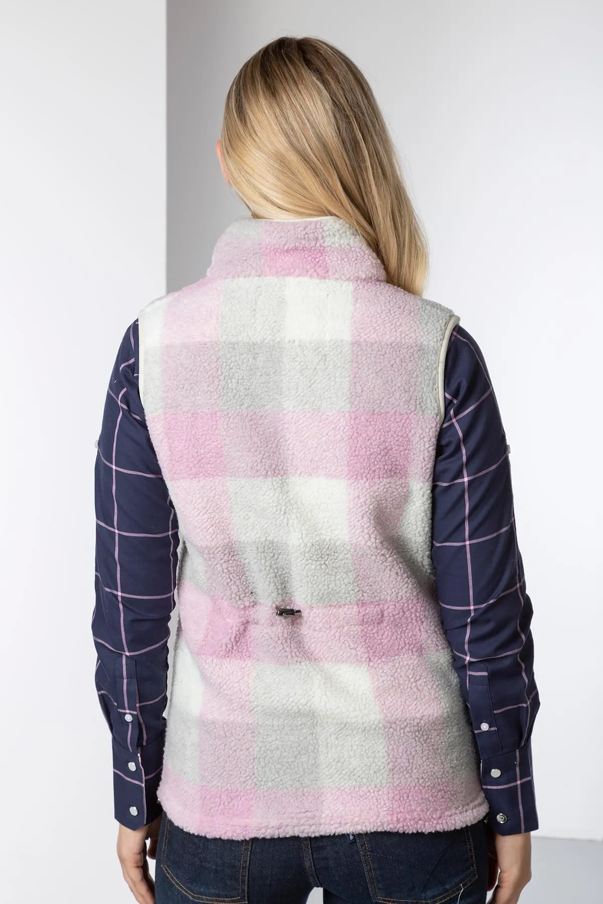 Ladies Sherpa Fleece Checked Gilet - Fimber