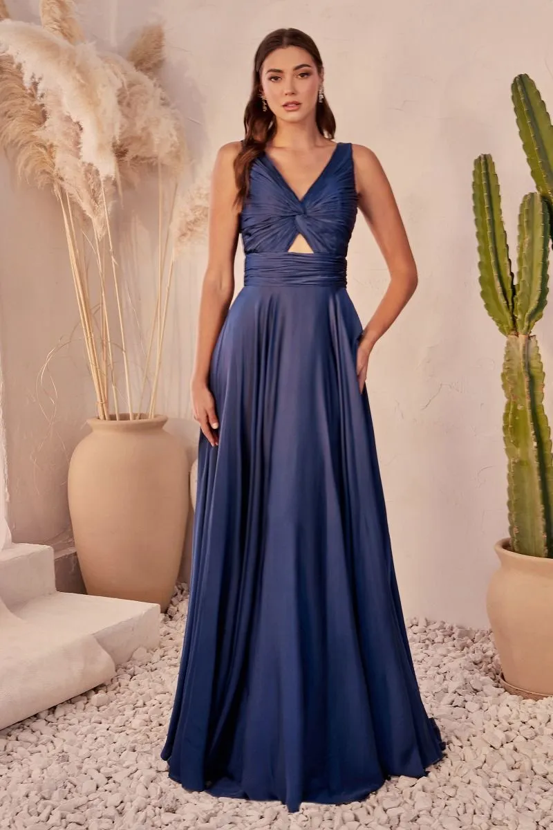 Ladivine 7497 Bridesmaids Dress A line Soft Satin Keyhole Straps