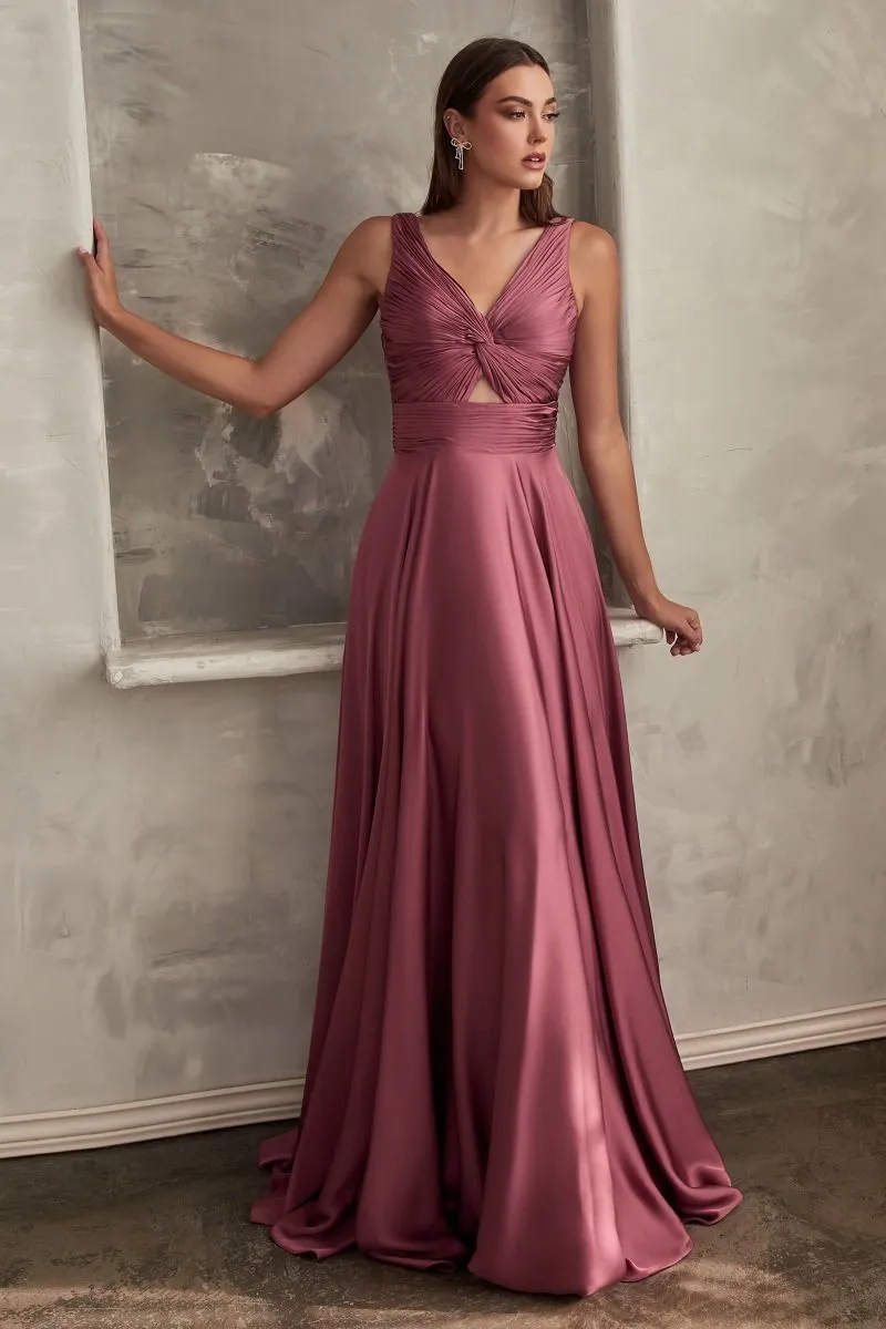 Ladivine 7497 Bridesmaids Dress A line Soft Satin Keyhole Straps