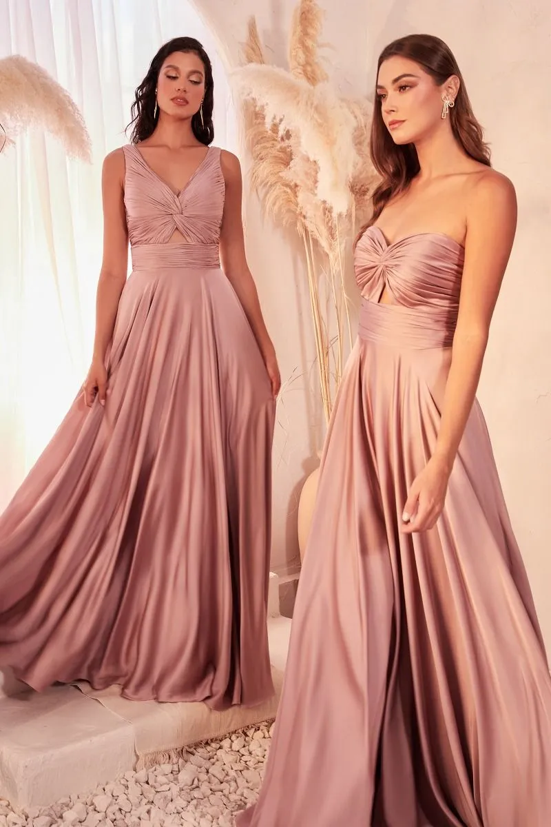 Ladivine 7497 Bridesmaids Dress A line Soft Satin Keyhole Straps