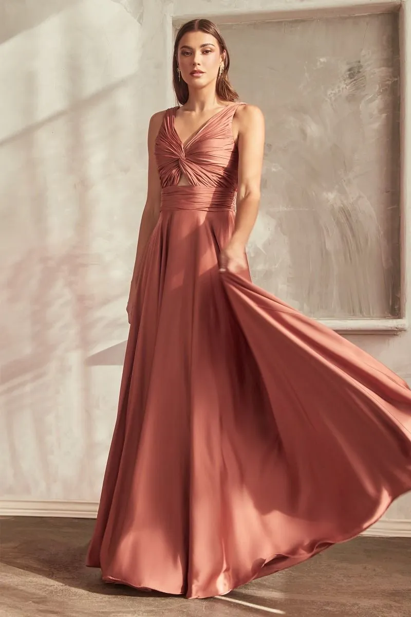 Ladivine 7497 Bridesmaids Dress A line Soft Satin Keyhole Straps