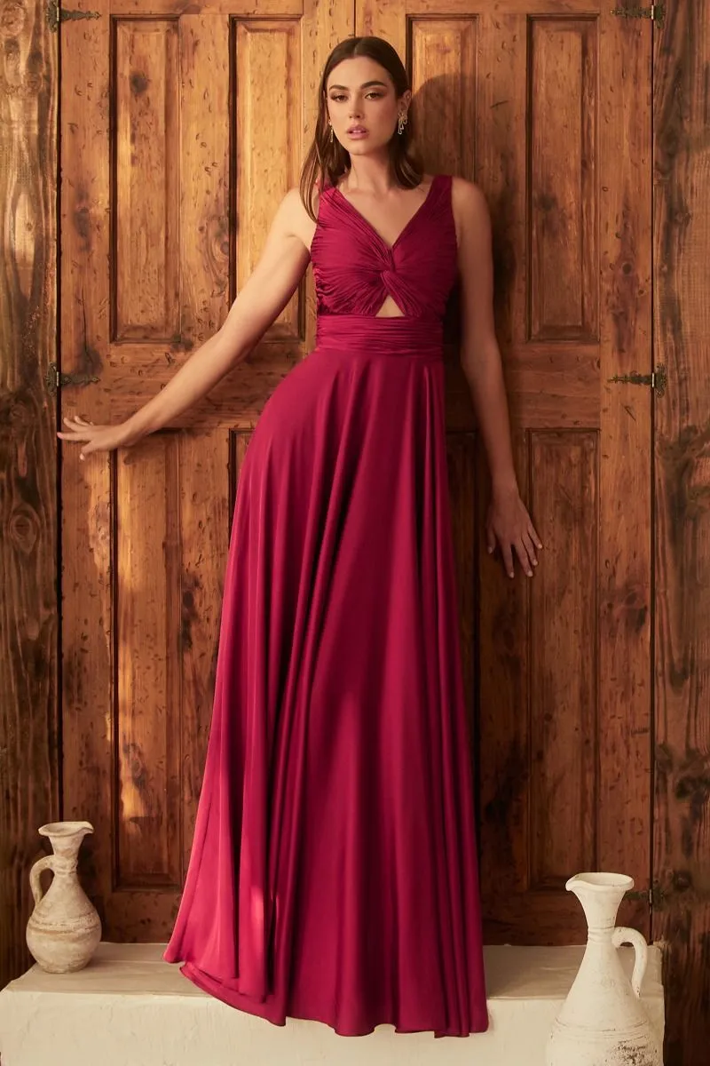 Ladivine 7497 Bridesmaids Dress A line Soft Satin Keyhole Straps