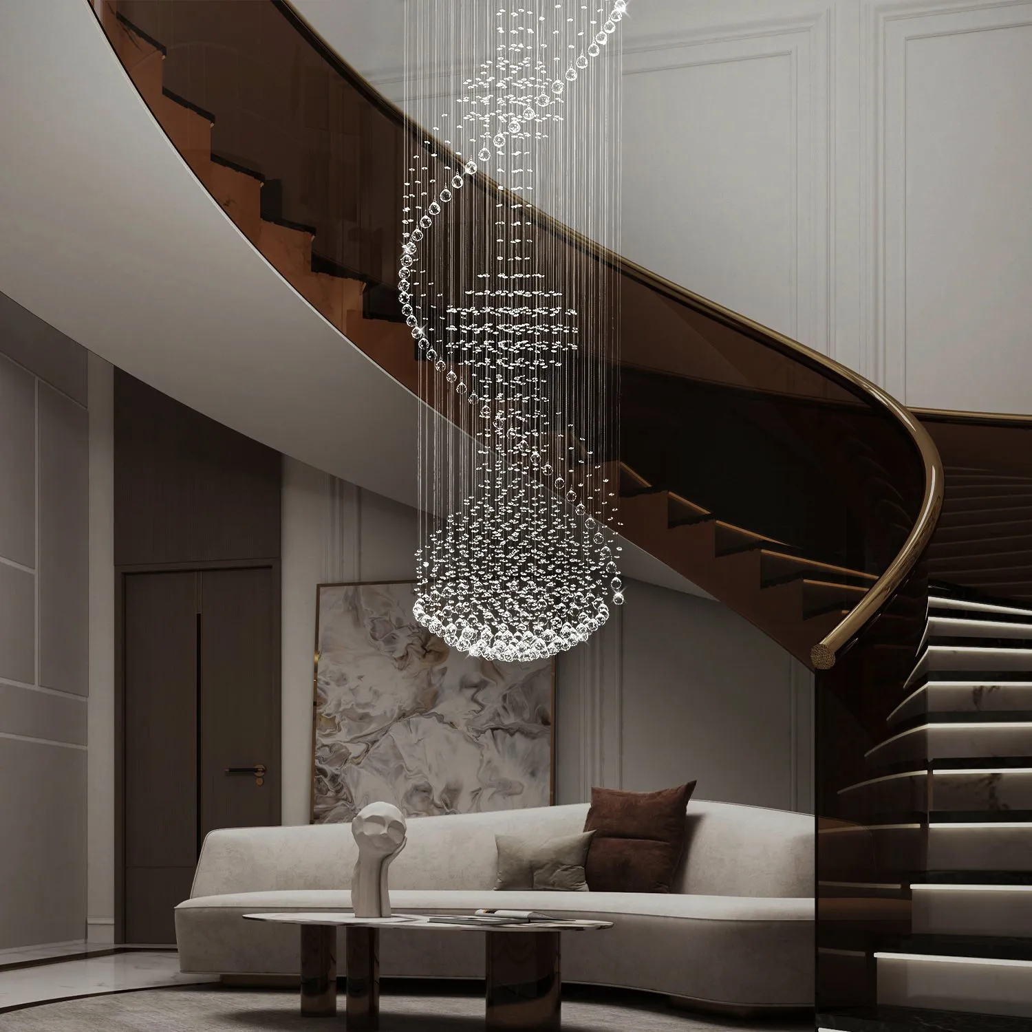 Large Raindrop Crystal Chandelier Ball Shape