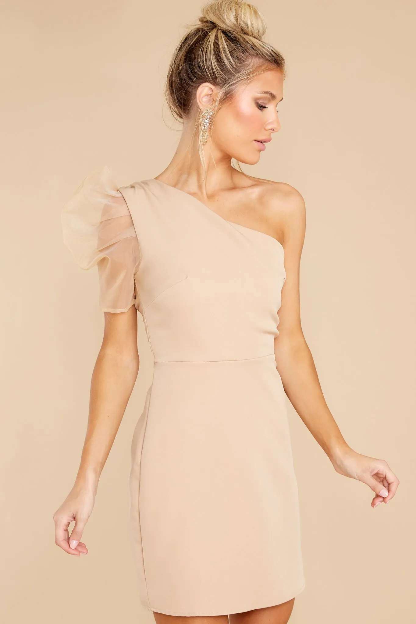 Leave Them Speechless Light Taupe Dress