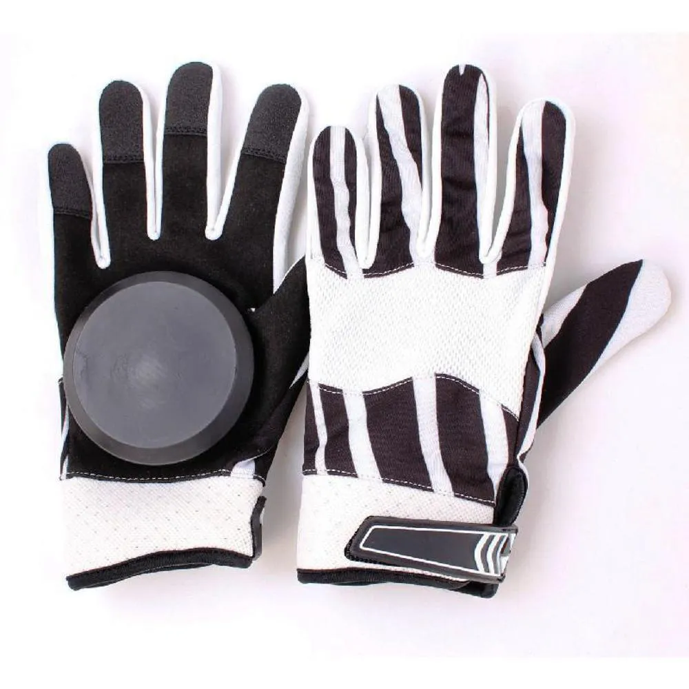 Longboard Downhill Sliding Gloves - Black White