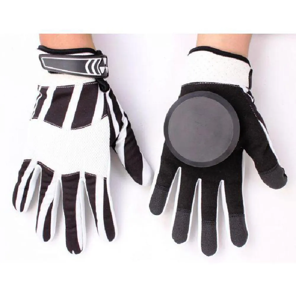 Longboard Downhill Sliding Gloves - Black White