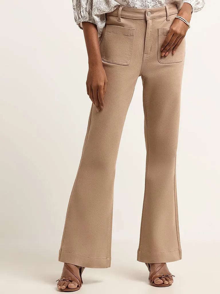 LOV Beige Wide Leg Fit High Rise Jeans