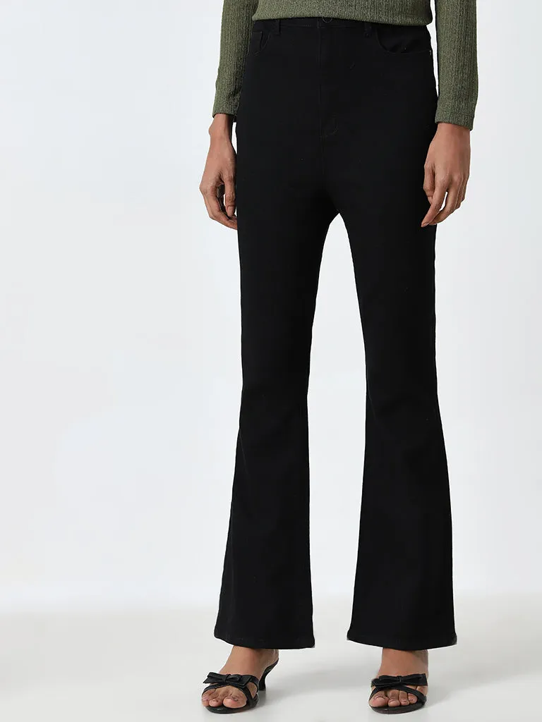 LOV Black Solid Straight - Fit High - Rise Jeans