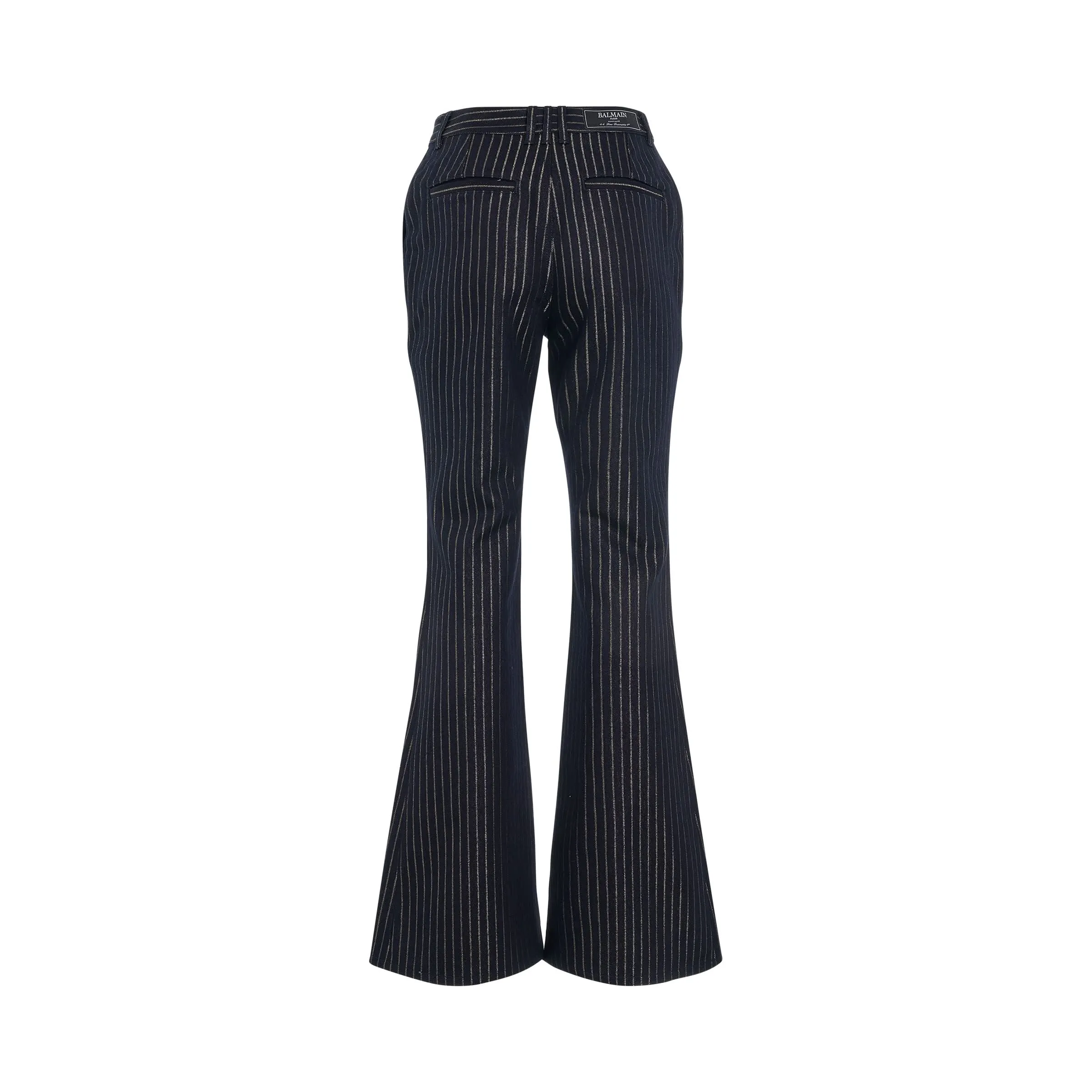 Lurex Striped Denim Flare Pants in Blue Jeans