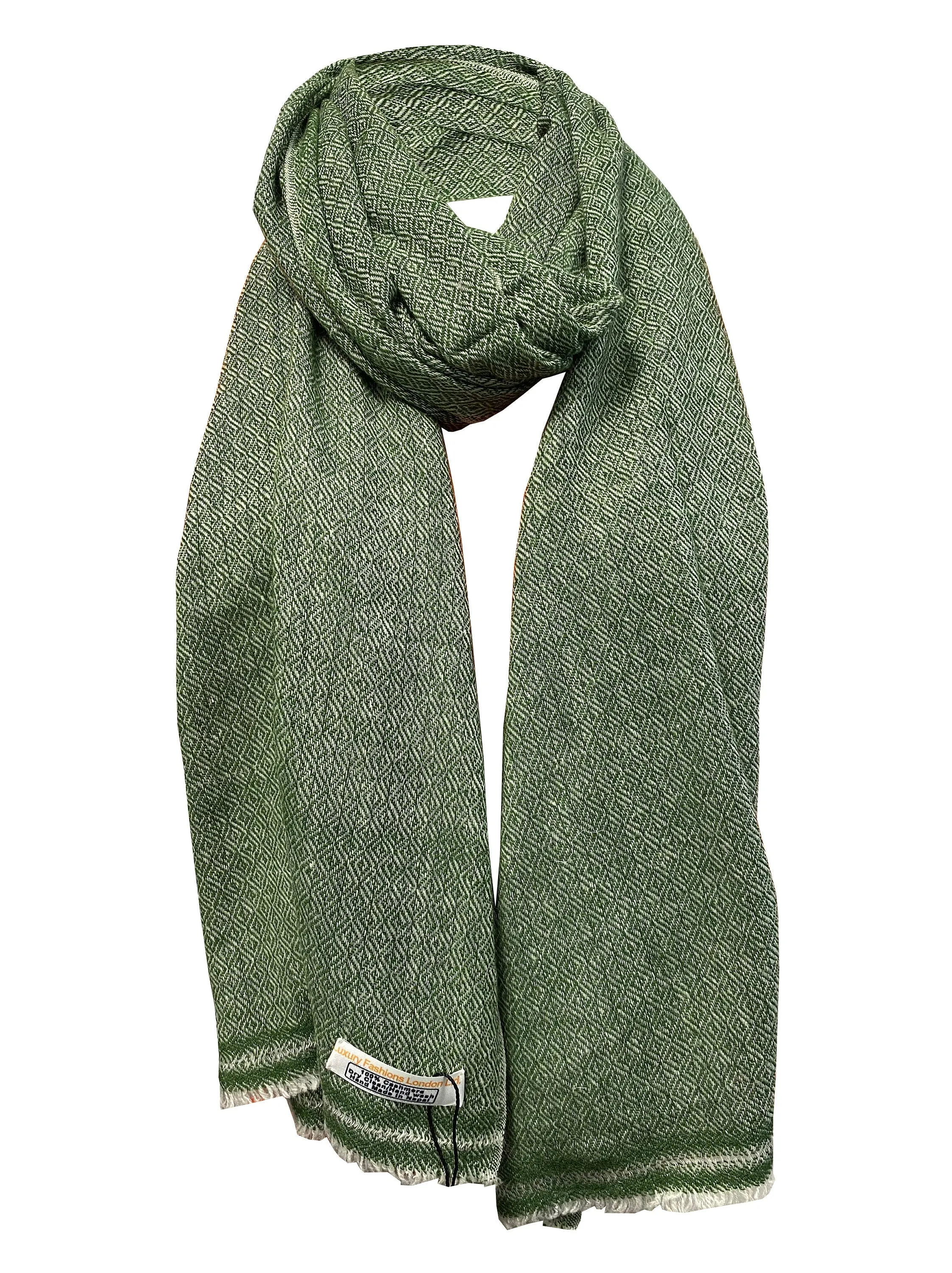 LUXURY HANDMADE cashmere green scarf NATURAL super soft winter shawl unisex trending scarf Xmas gift for him and her