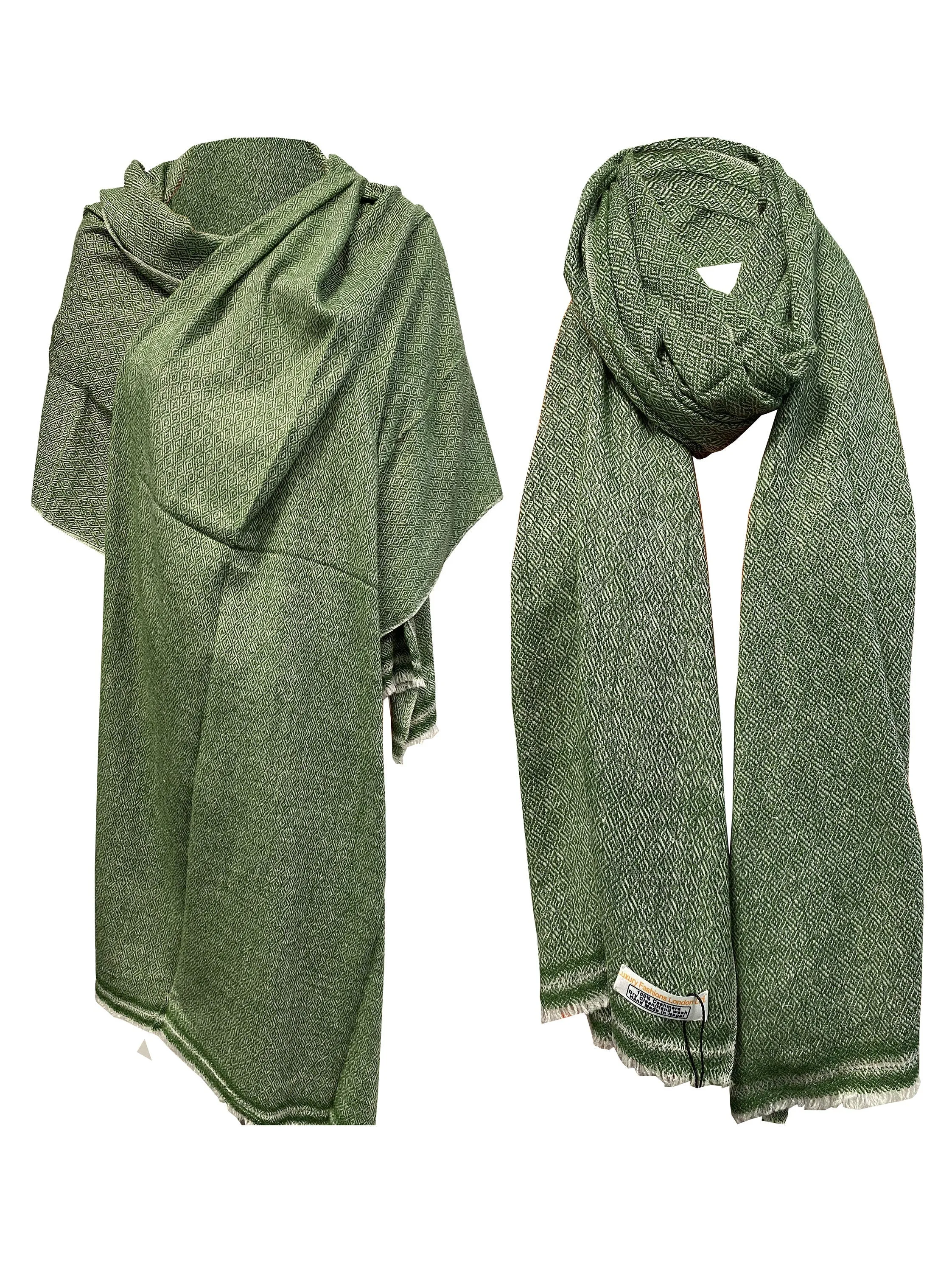 LUXURY HANDMADE cashmere green scarf NATURAL super soft winter shawl unisex trending scarf Xmas gift for him and her