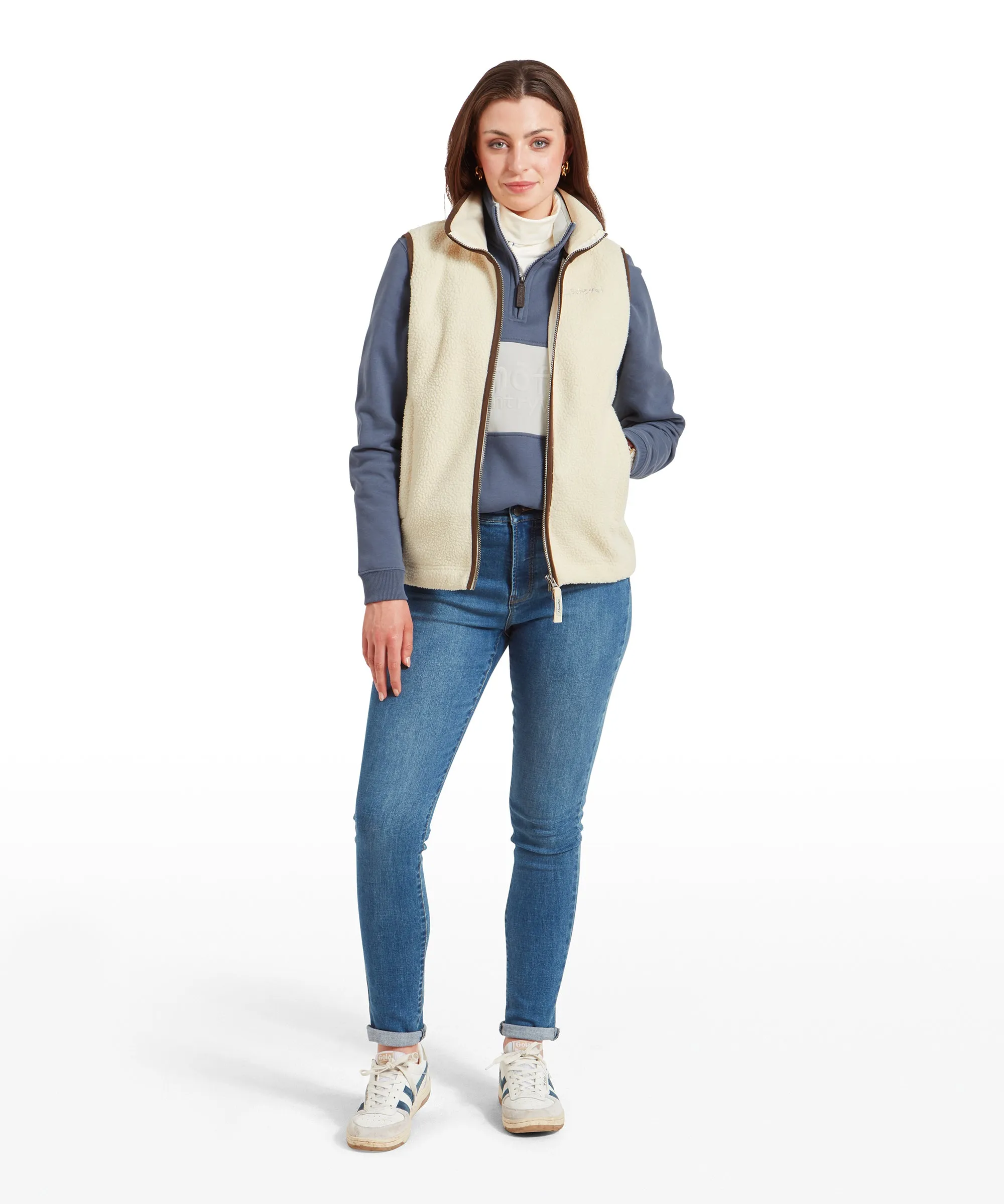 Lyndon Retro Fleece Gilet - Ecru