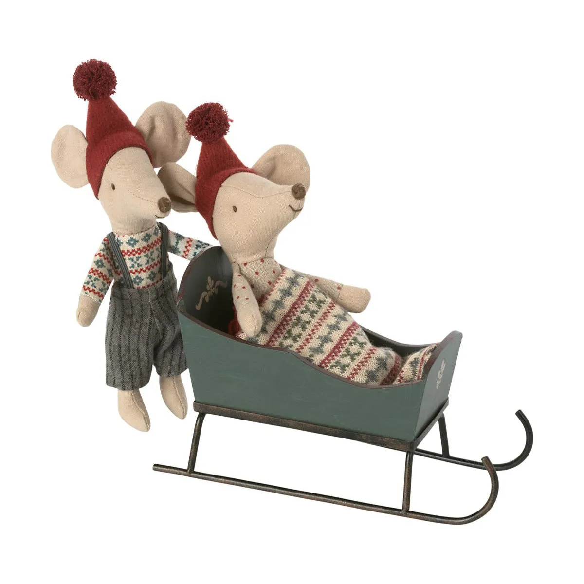 Maileg Mouse Sleigh - Green