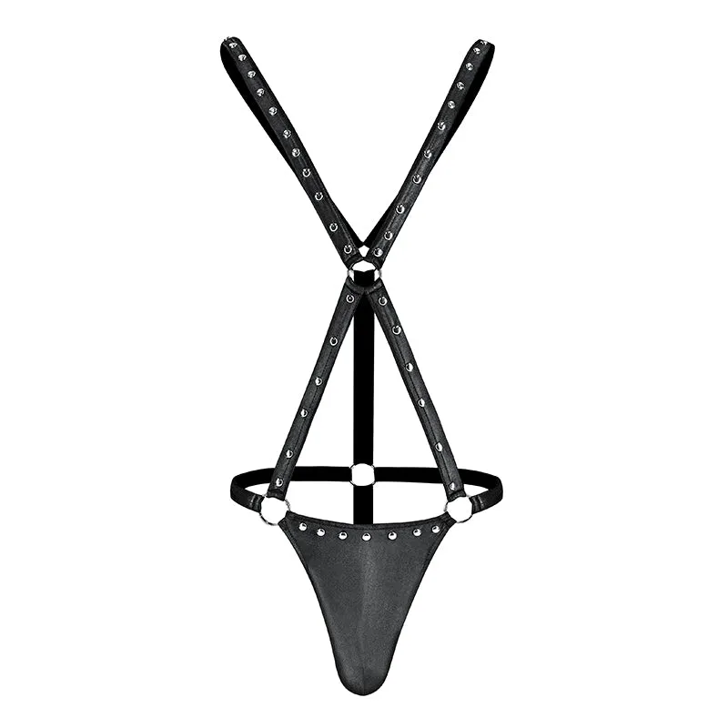 Male Power Fetish Warrior Criss-Cross Body Harness Black S/M