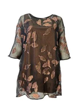 Marina Rinaldi Women's Bronze Festival Sheer Tunic NWT