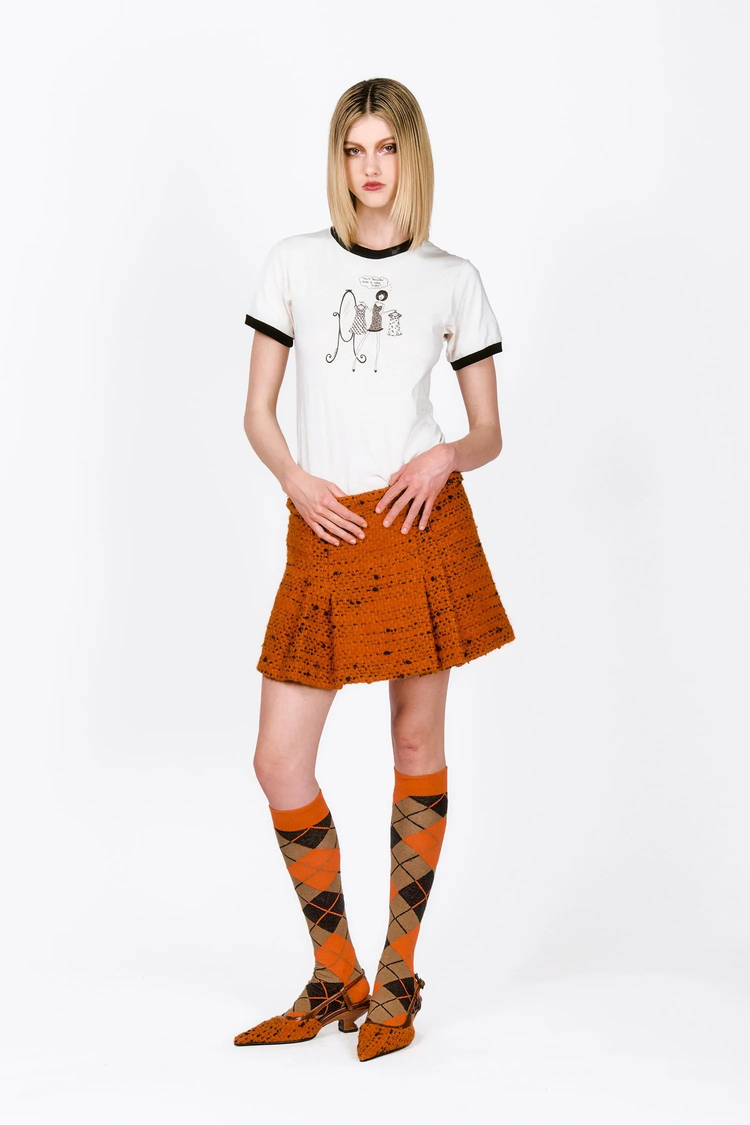 Marmalade Tweed Pleated Mini Skirt