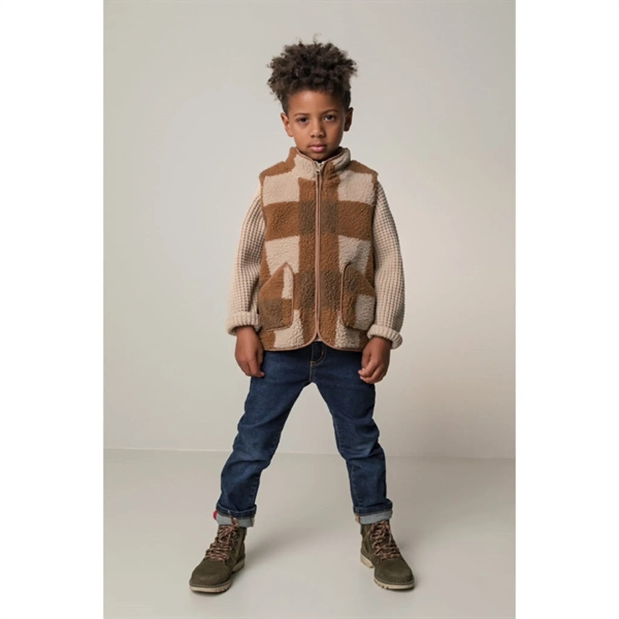 MarMar Joby Teddybear Fleece Vest Chunky Hazel Check