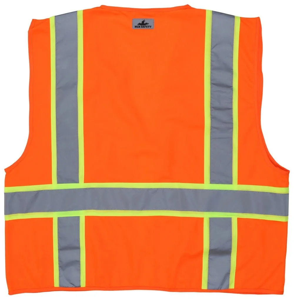 MCR Safety Luminator SURVO Class 2 High Visibility Reflective Safety Vest, Hi Vis Orange, 1 Each