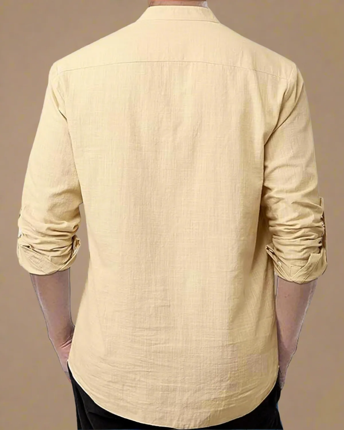 Men Collarless Henley Cotton Shirt