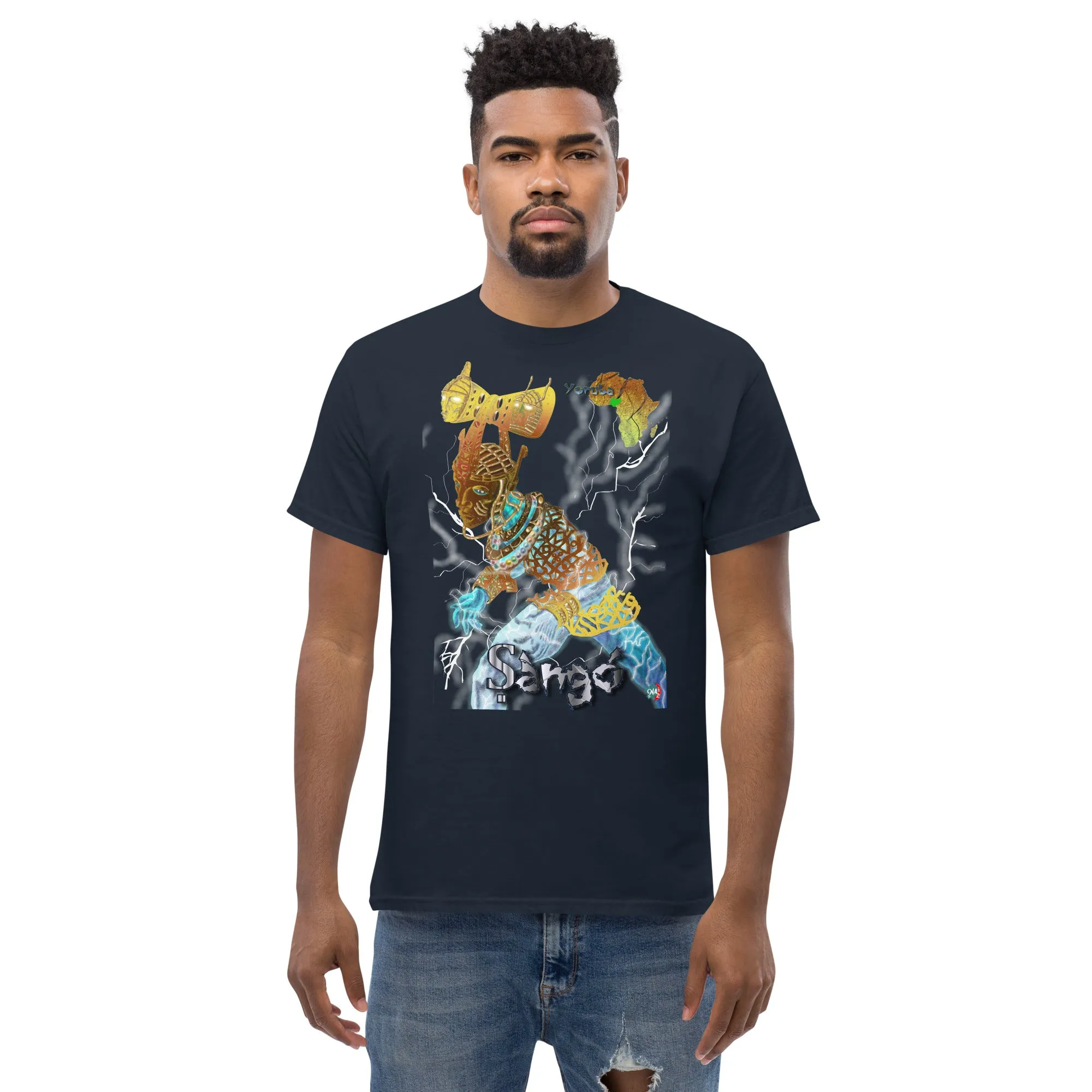 Men's Afrikkan Pantheon (African Gods) Ṣàngó graphic t-shirt (Shango)