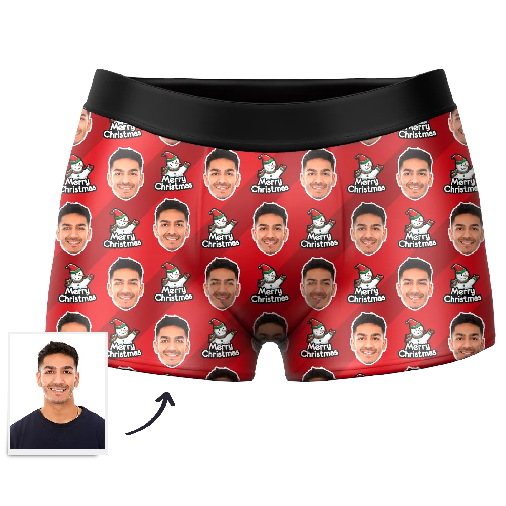 Men's Custom Snowman Face Boxer Shorts