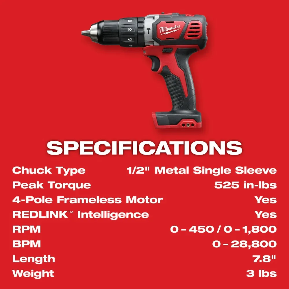 Milwaukee 2607-20 M18 1/2" Compact Hammer Drill/Driver (Tool Only)