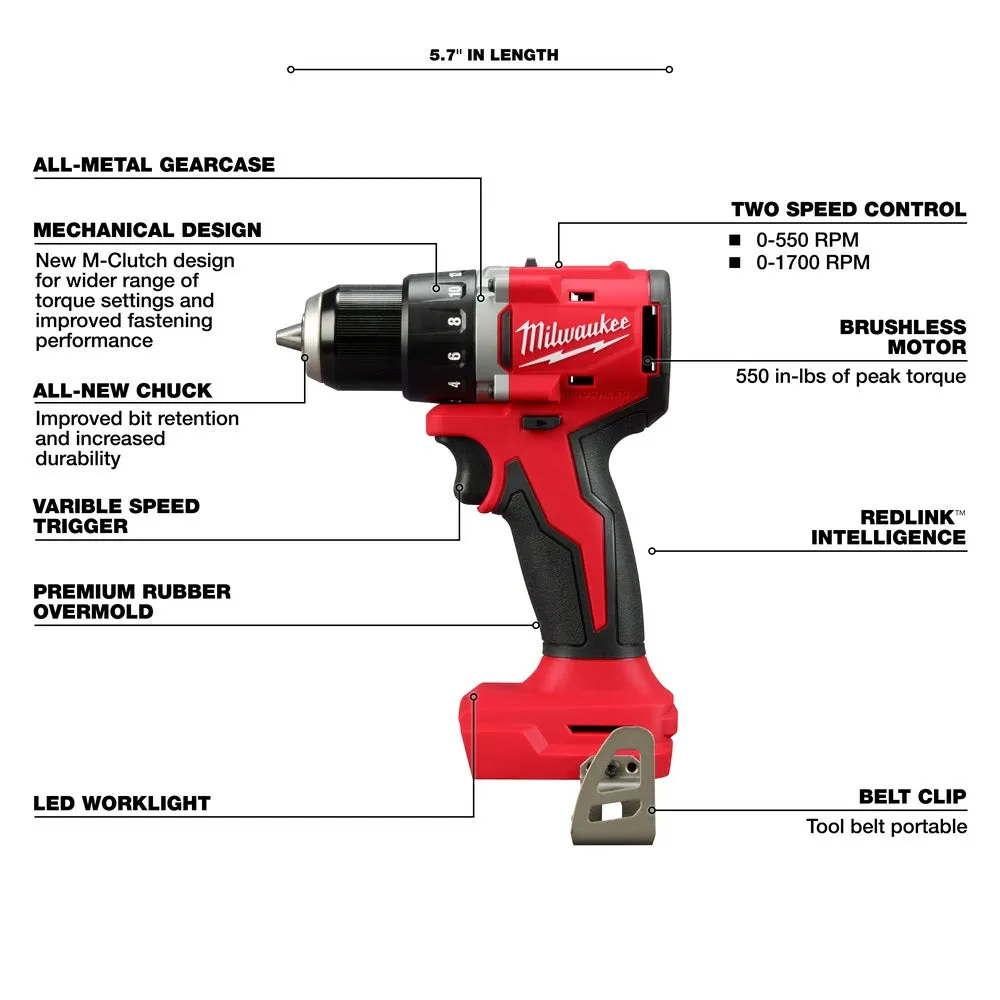 Milwaukee 3601-20 M18 Compact Brushless 1/2" Drill/Driver