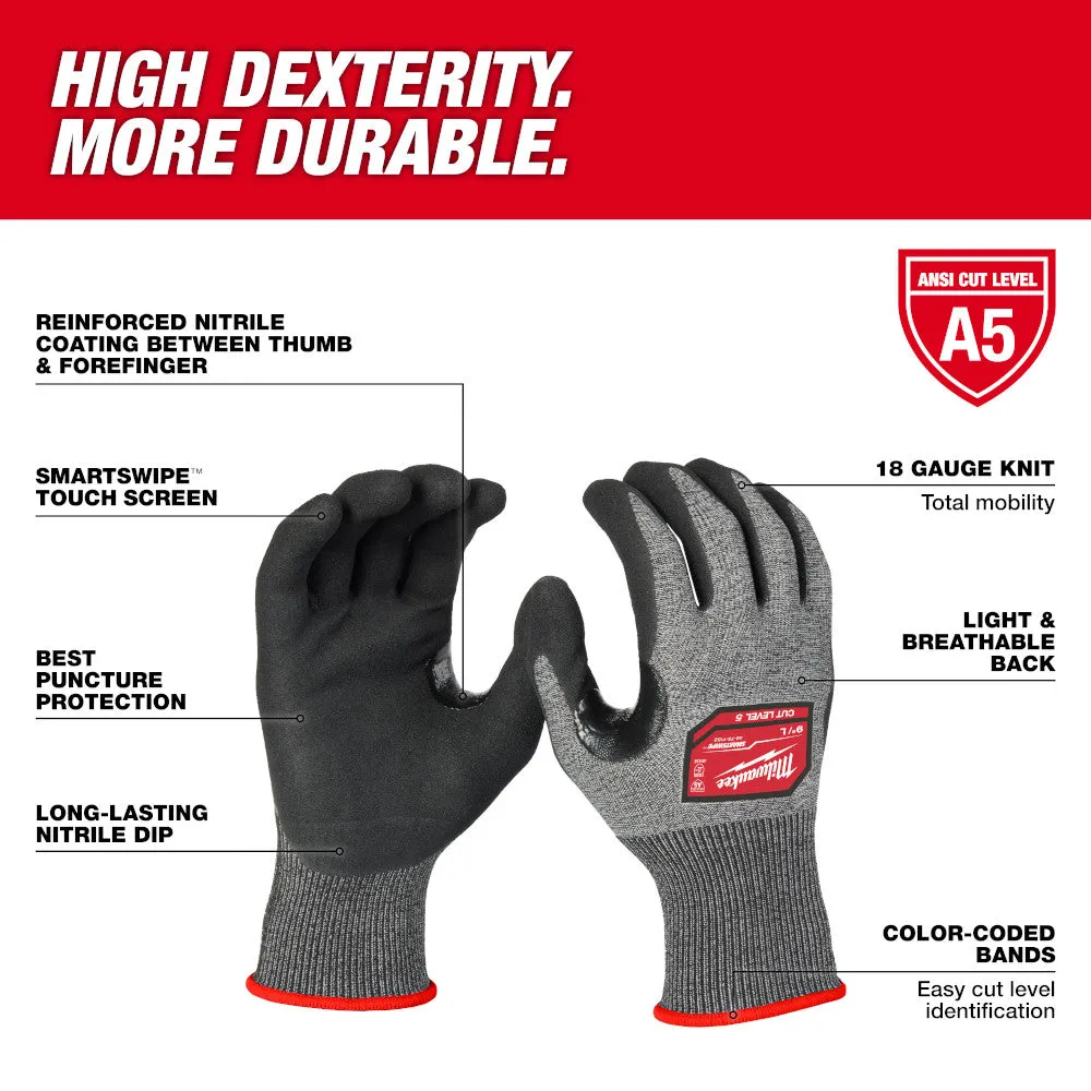 Milwaukee 48-73-7152E Cut Level 5 High-Dexterity Nitrile Dipped Gloves - L (Pack of 144)