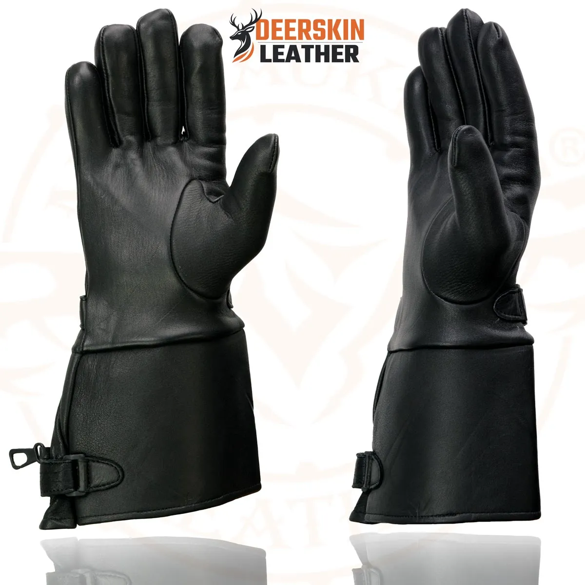 Milwaukee Leather Men's Gauntlet Motorcycle Hand Gloves- Deerskin Long