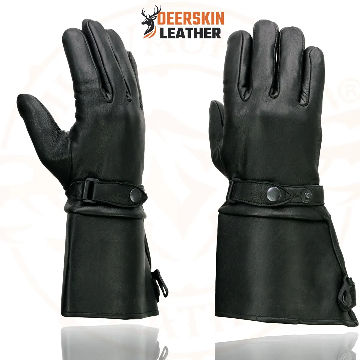 Milwaukee Leather Men's Gauntlet Motorcycle Hand Gloves- Deerskin Long