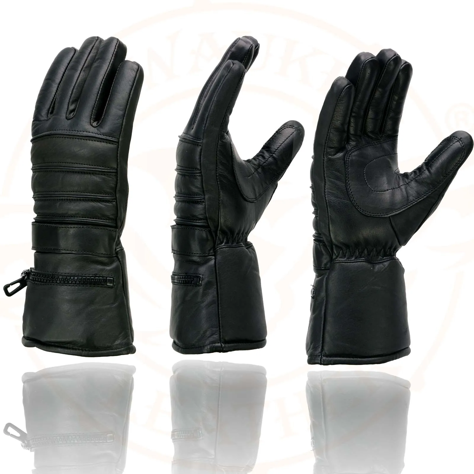 Milwaukee Leather SH232 Men's Black Leather Warm Lining Gauntlet