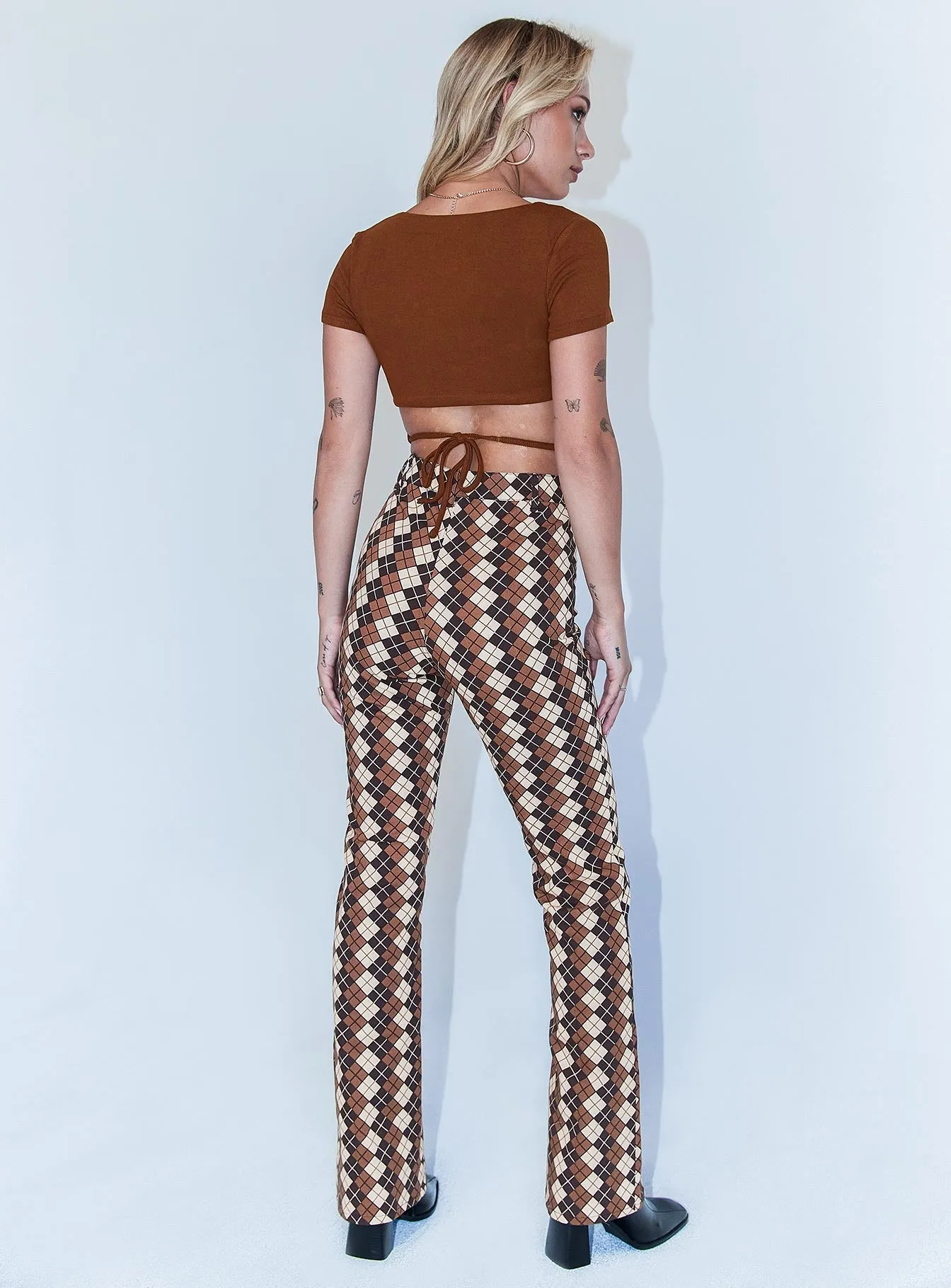 Motel Zoven Trouser Argyle Brown