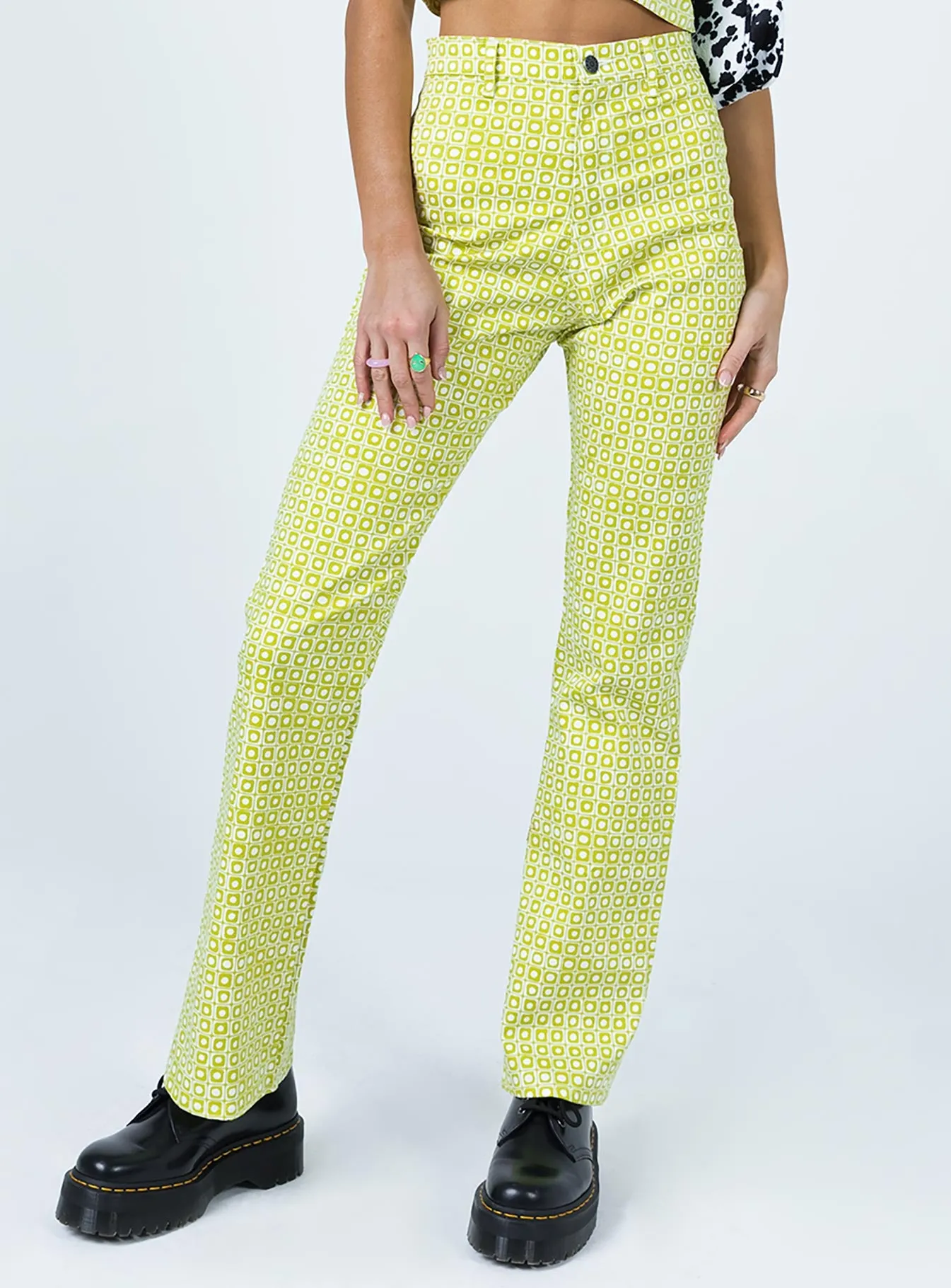 Motel Zoven Trouser Green Geo Retro