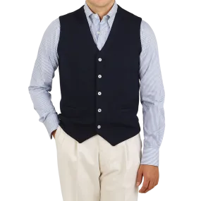 Navy Blue Knitted Merino Wool Waistcoat