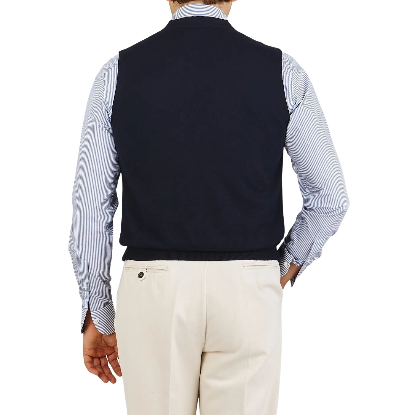 Navy Blue Knitted Merino Wool Waistcoat