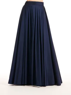 NAVY PLEATED SOFT TAFFETA BALLGOWN SKIRT