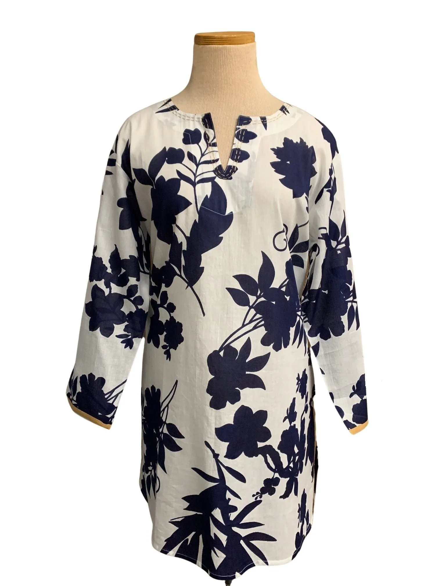 Navy Silhouette KikiSol Tunic with Bronze Trim