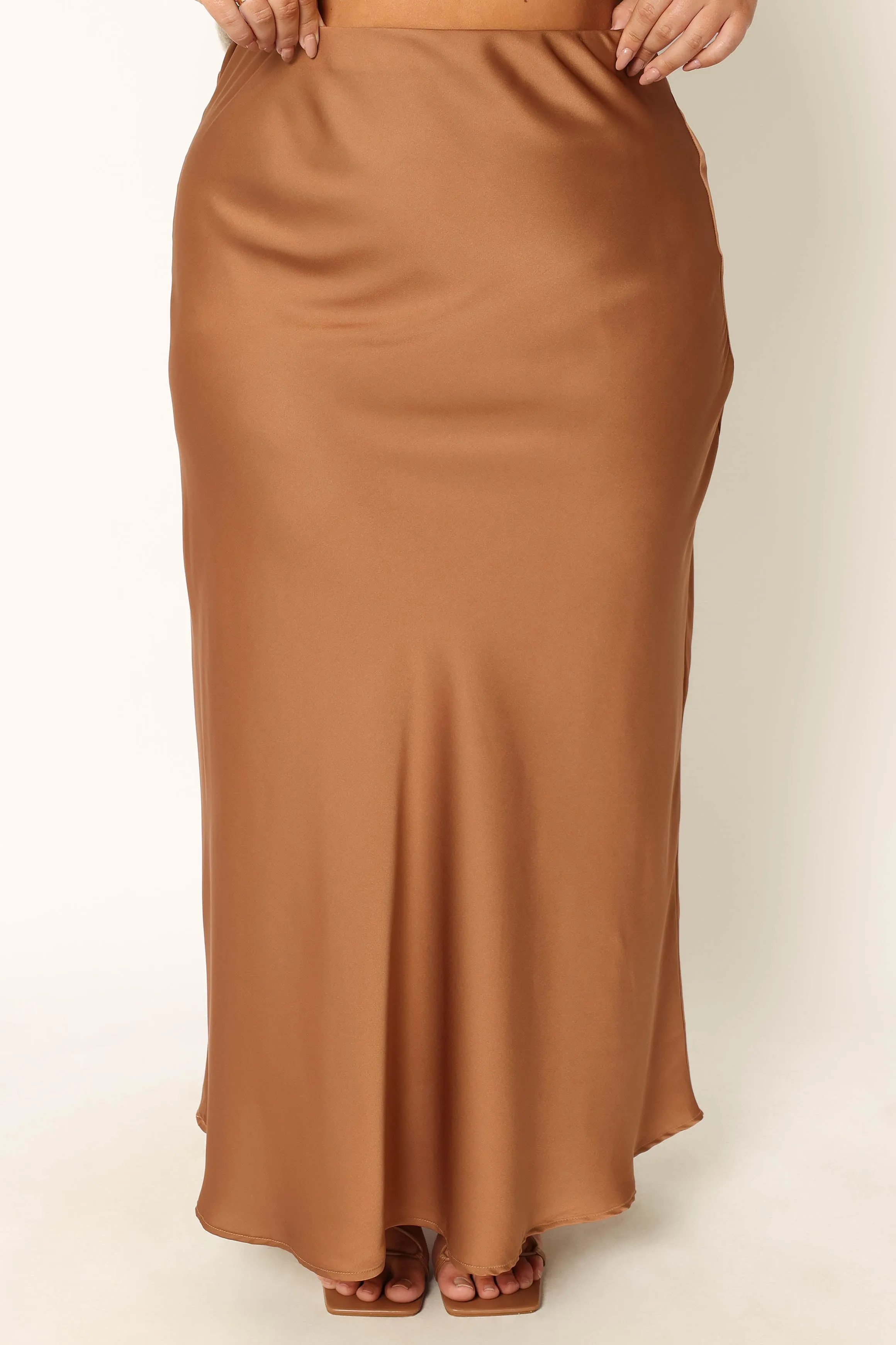 Nellie Satin Midi Skirt - Bronze