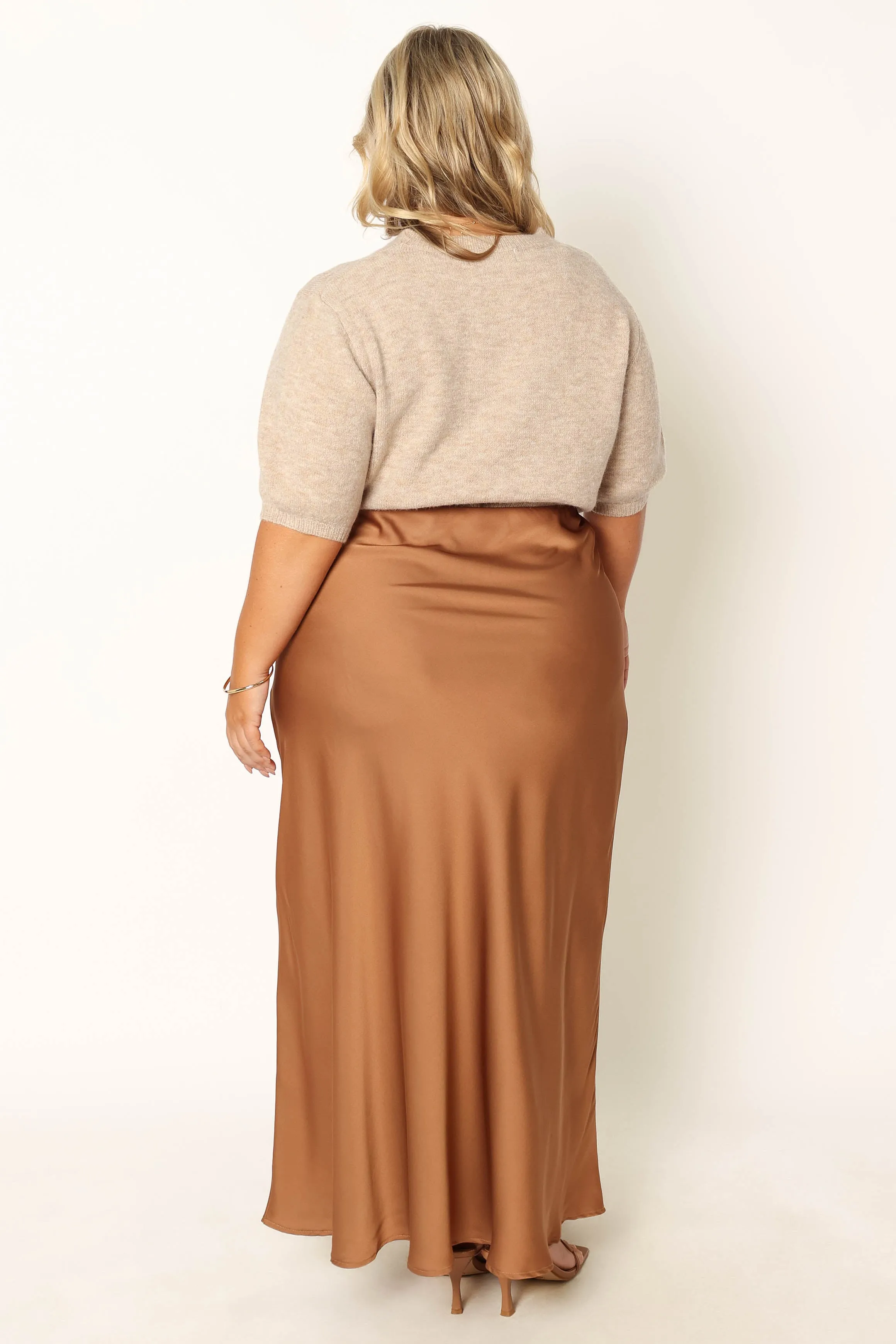 Nellie Satin Midi Skirt - Bronze