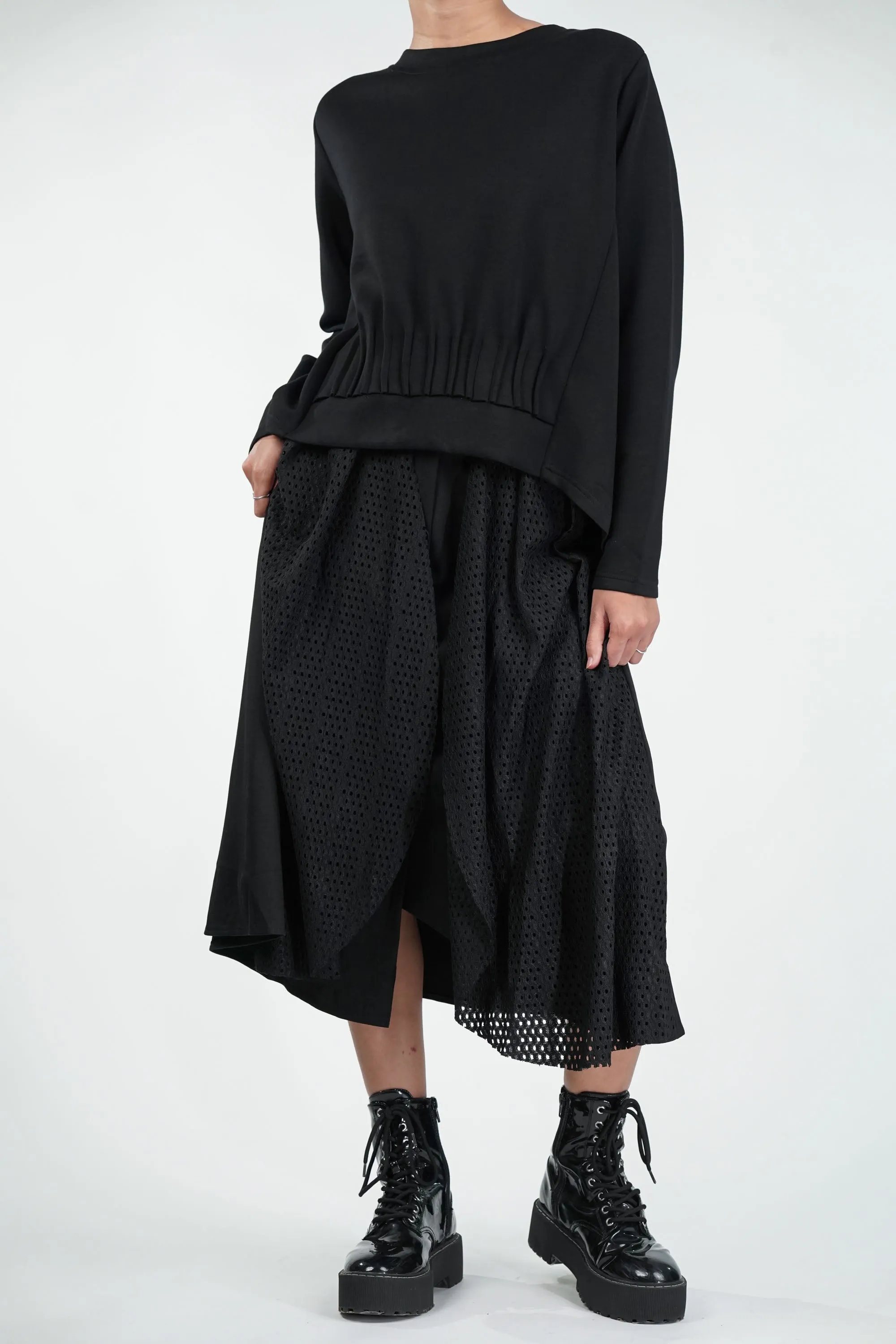 Netted Noir Black Skirt Co-ord