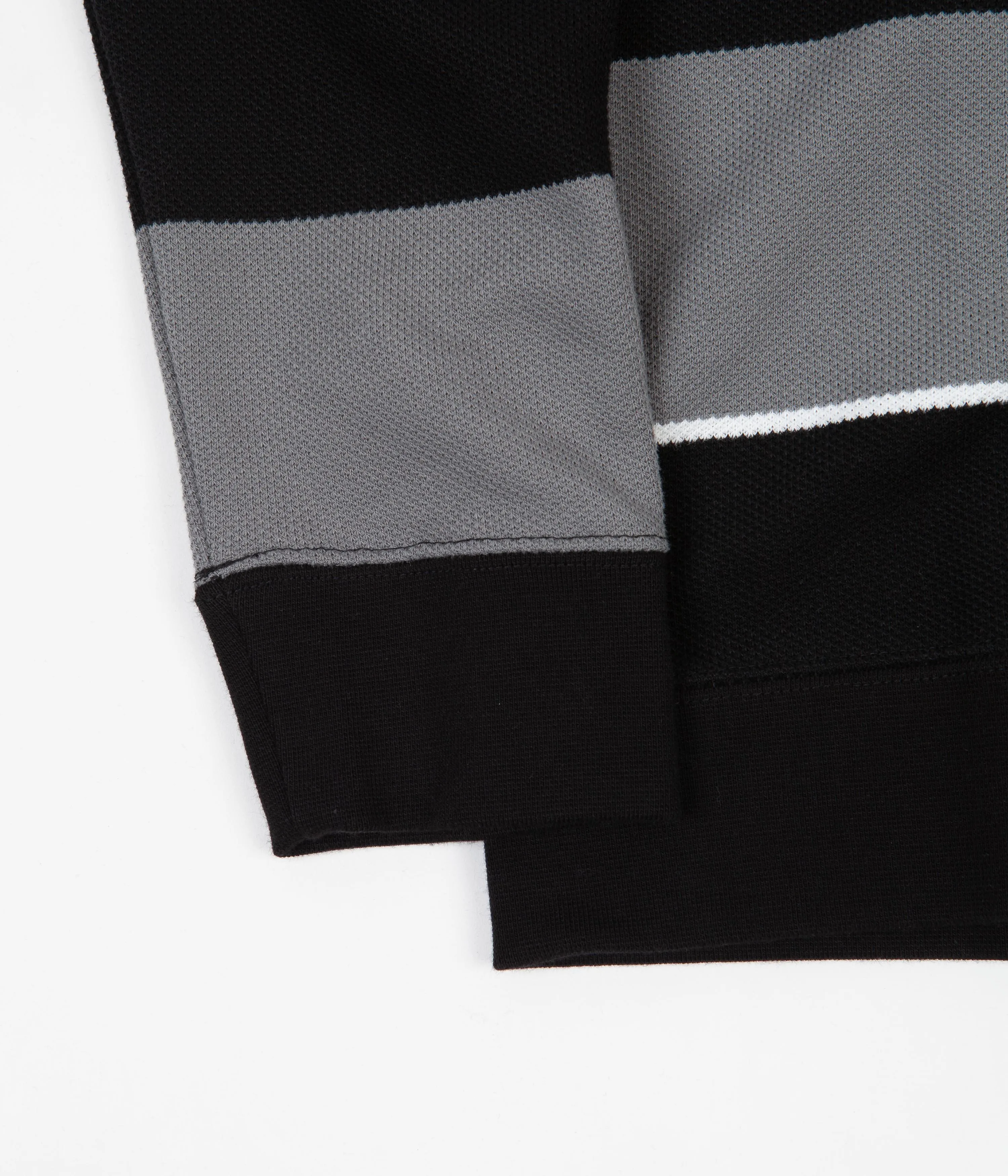 Nike SB Striped Henley Long Sleeve T-Shirt - Black / Smoke Grey / White