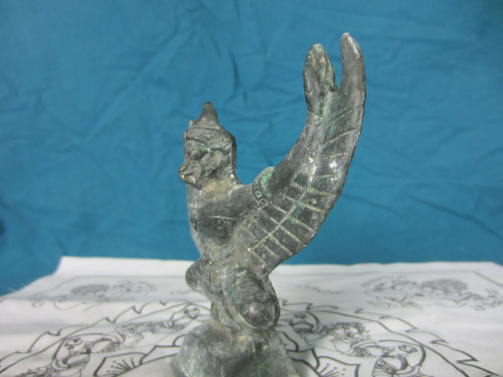 Old Bronze Garuda Statue from Angkor Wat Cambodia 4.5in