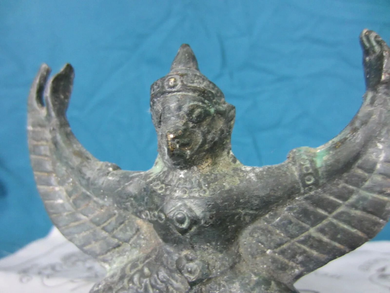 Old Bronze Garuda Statue from Angkor Wat Cambodia 4.5in