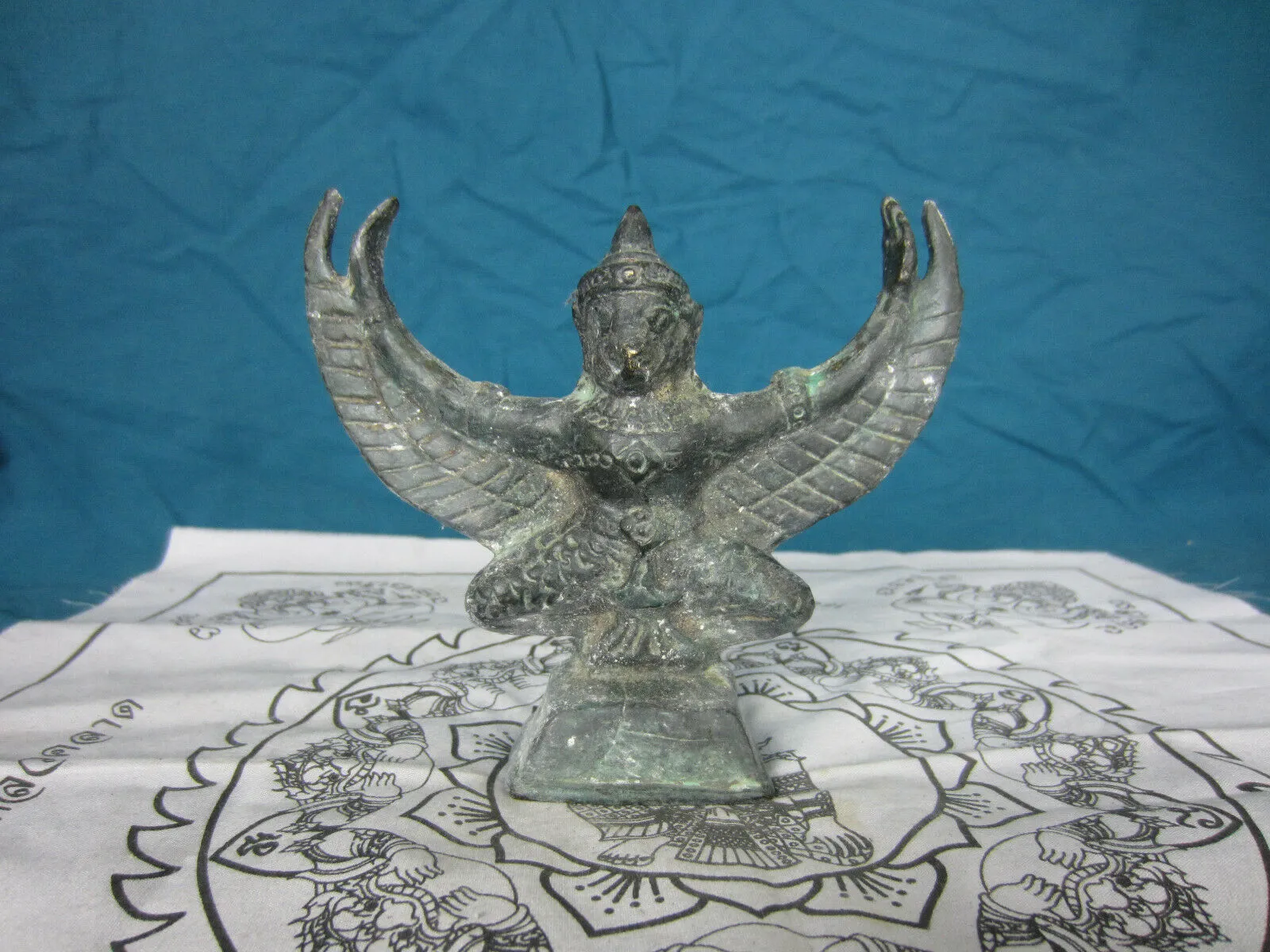 Old Bronze Garuda Statue from Angkor Wat Cambodia 4.5in