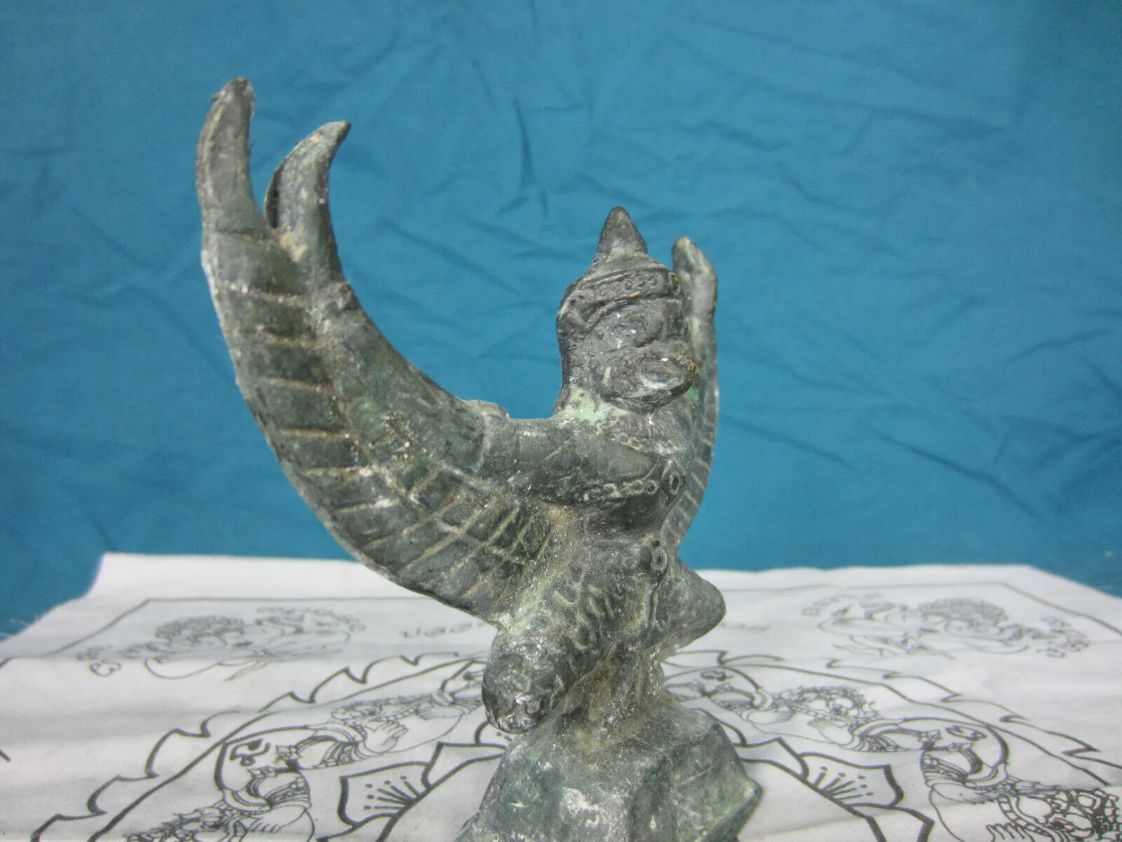 Old Bronze Garuda Statue from Angkor Wat Cambodia 4.5in