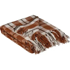 Orange Fall Plaid Throw Blanket