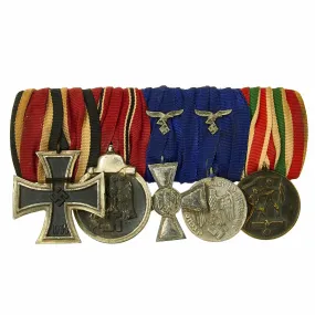 Original German WWII Eastern Front Officer Memel Medal Bar - 5 Awards