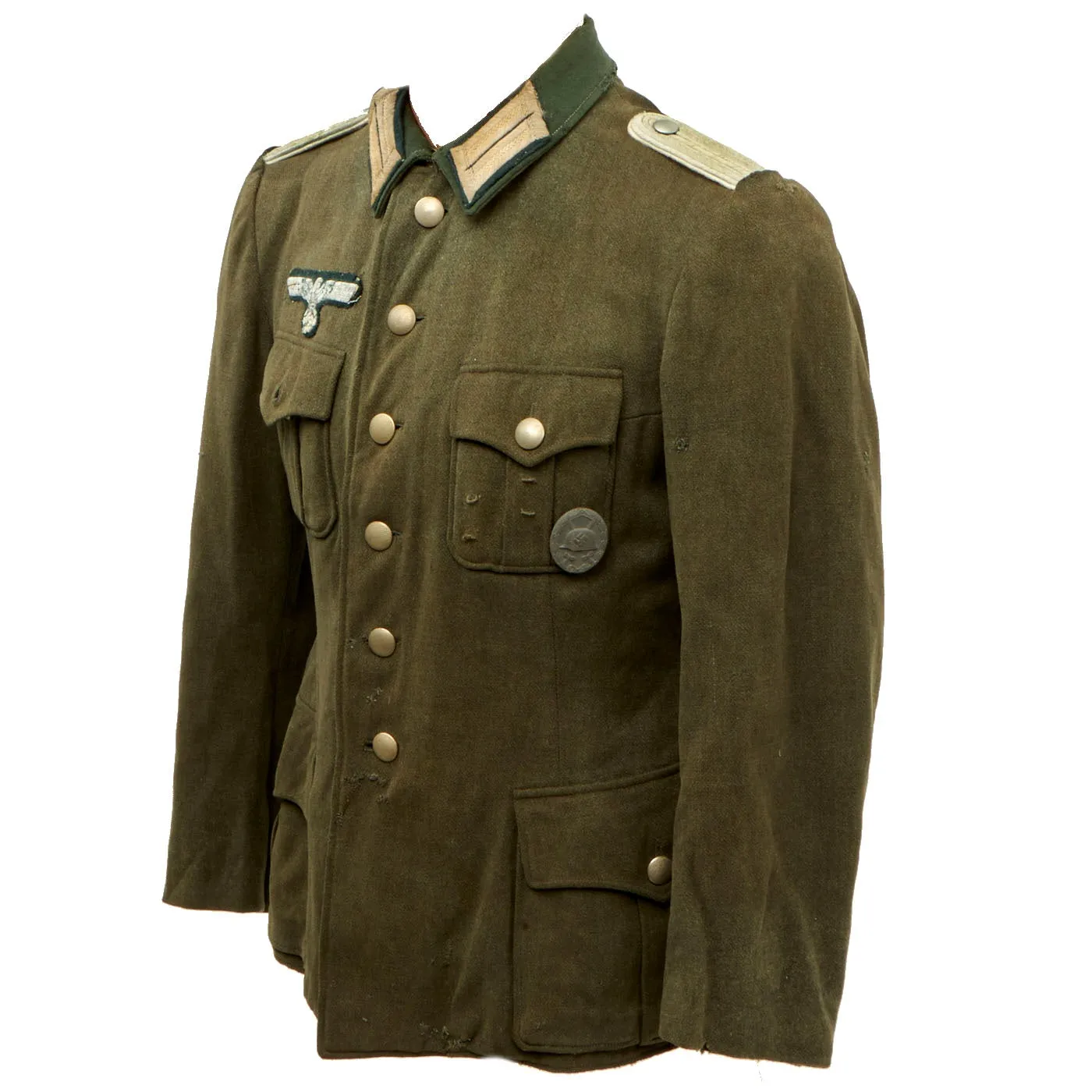 Original German WWII Heer Army Lieutenant M-36 Tunic With Wound Badge