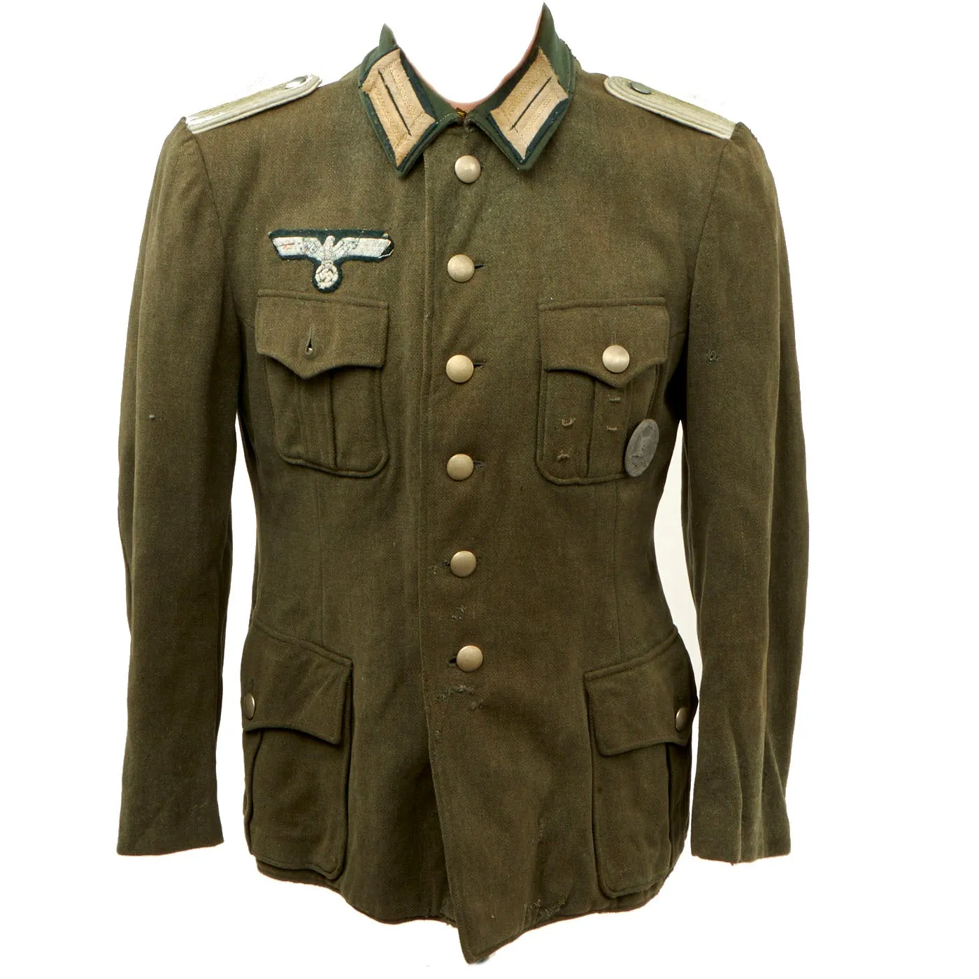 Original German WWII Heer Army Lieutenant M-36 Tunic With Wound Badge